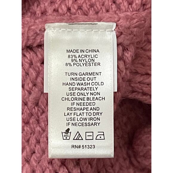 CeCe Pink Mock Neck Pom Pom Sleeve Sweater Size Large - Picture 6 of 6